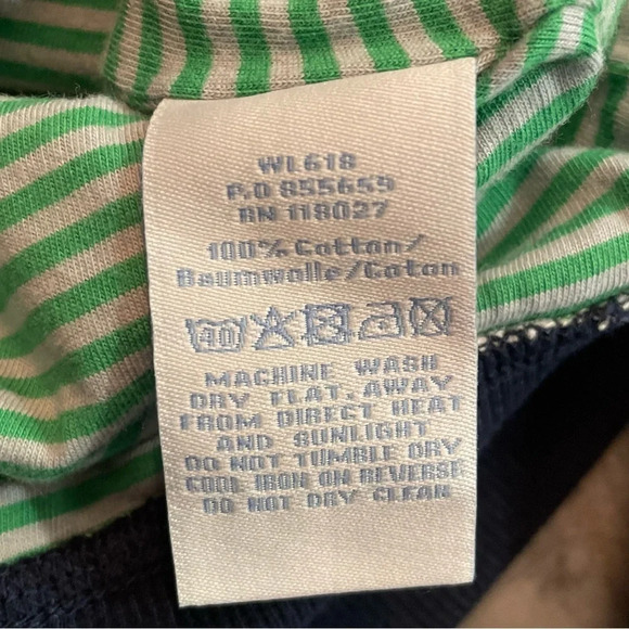 BODEN Navy & White Striped 1/4 Zip Cotton Sweatshirt Hoodie size 4 - Picture 4 of 6